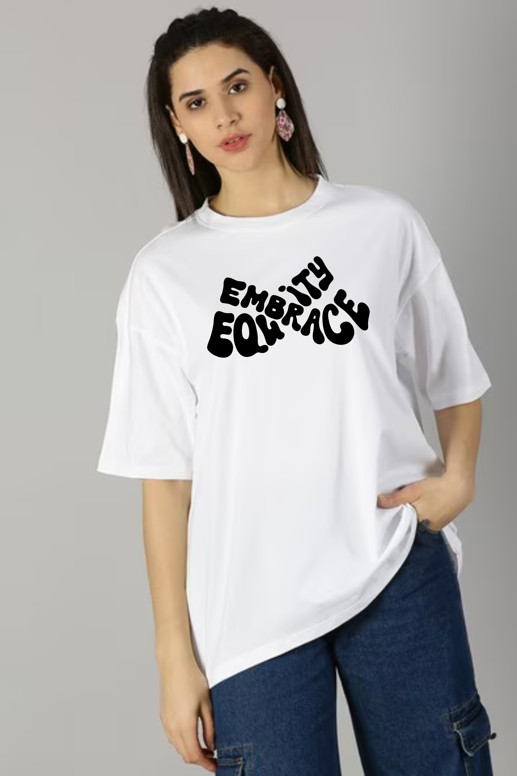 Embrace Equity Graphic Printed Classic Oversized T-shirt For Women [240GSM]