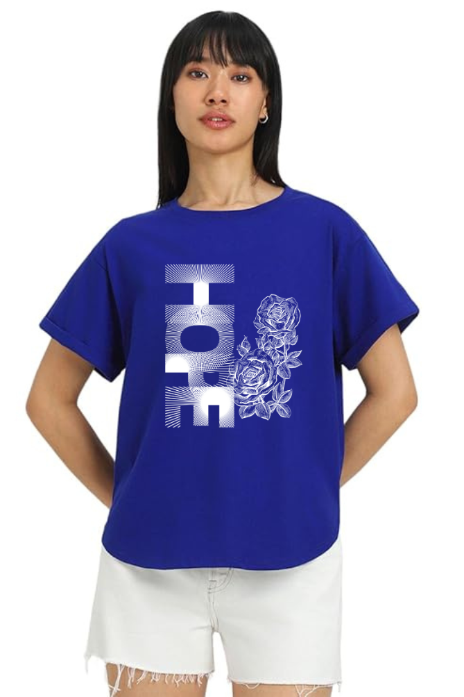 Hope Graphic Printed Classic Oversized T-shirt for Women [240GSM]