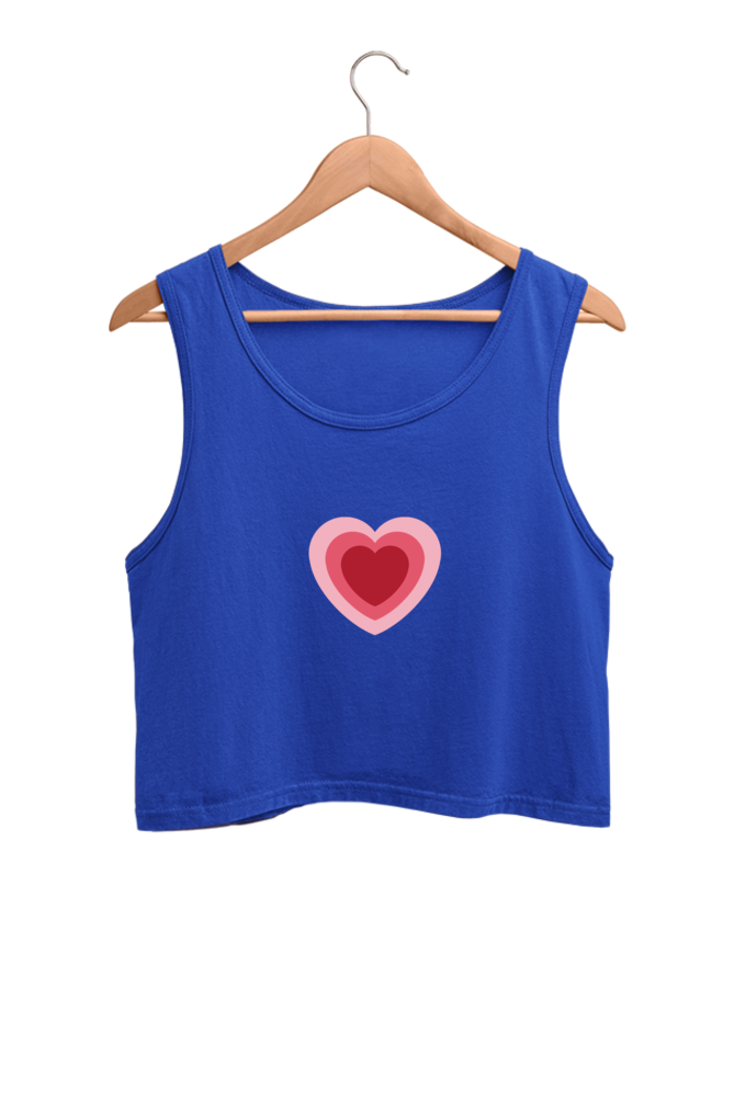 Heart Printed Crop Tank Top For Women