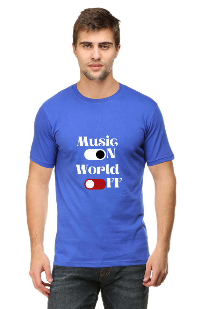 Music On World Off Printed T-shirt for Men