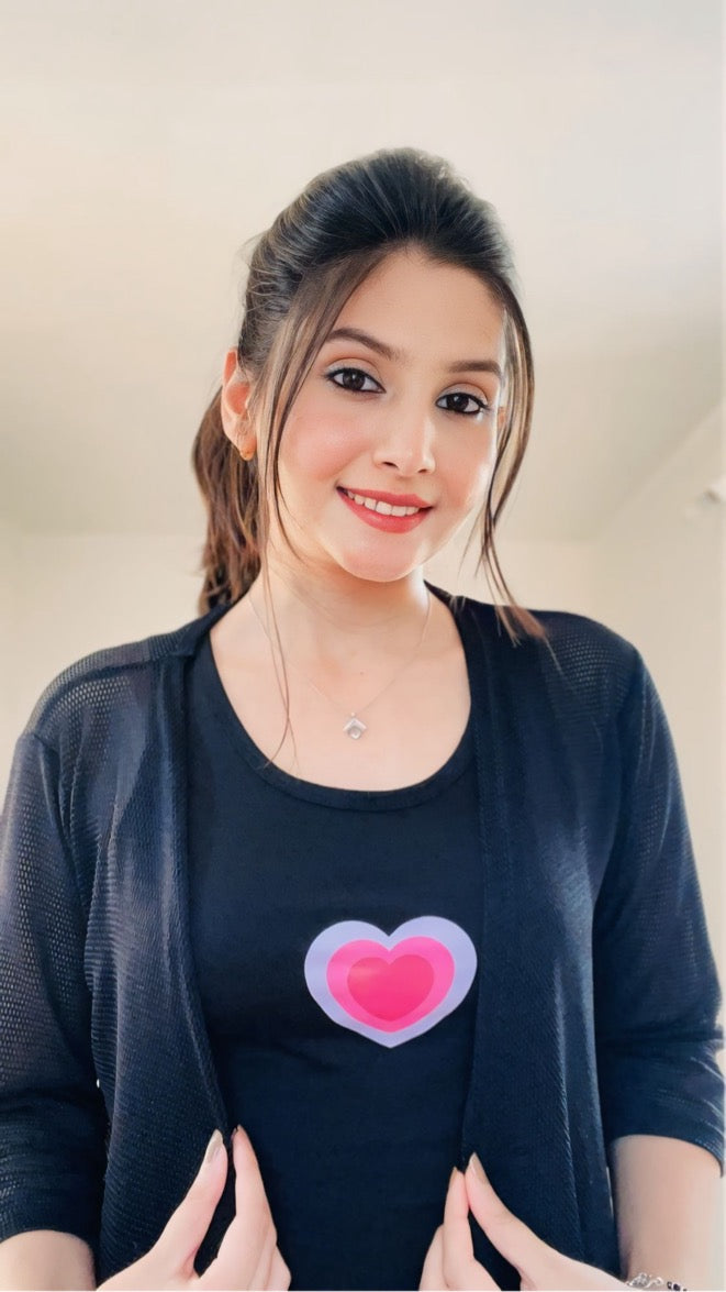 Heart Printed Crop Tank Top For Women