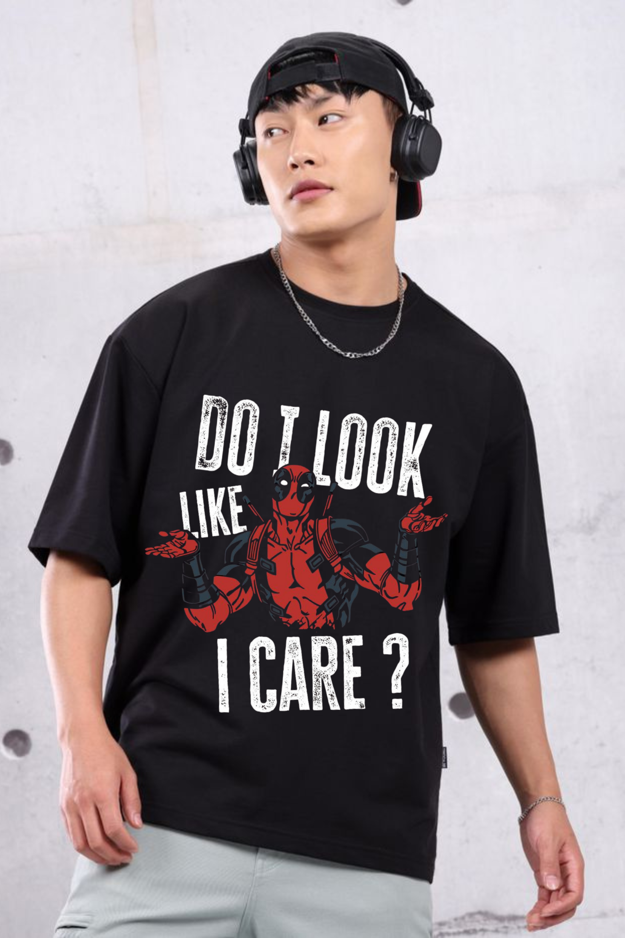 Do I Look Like I Care Graphic Printed Classic Oversized T-shirt For Men [240GSM]