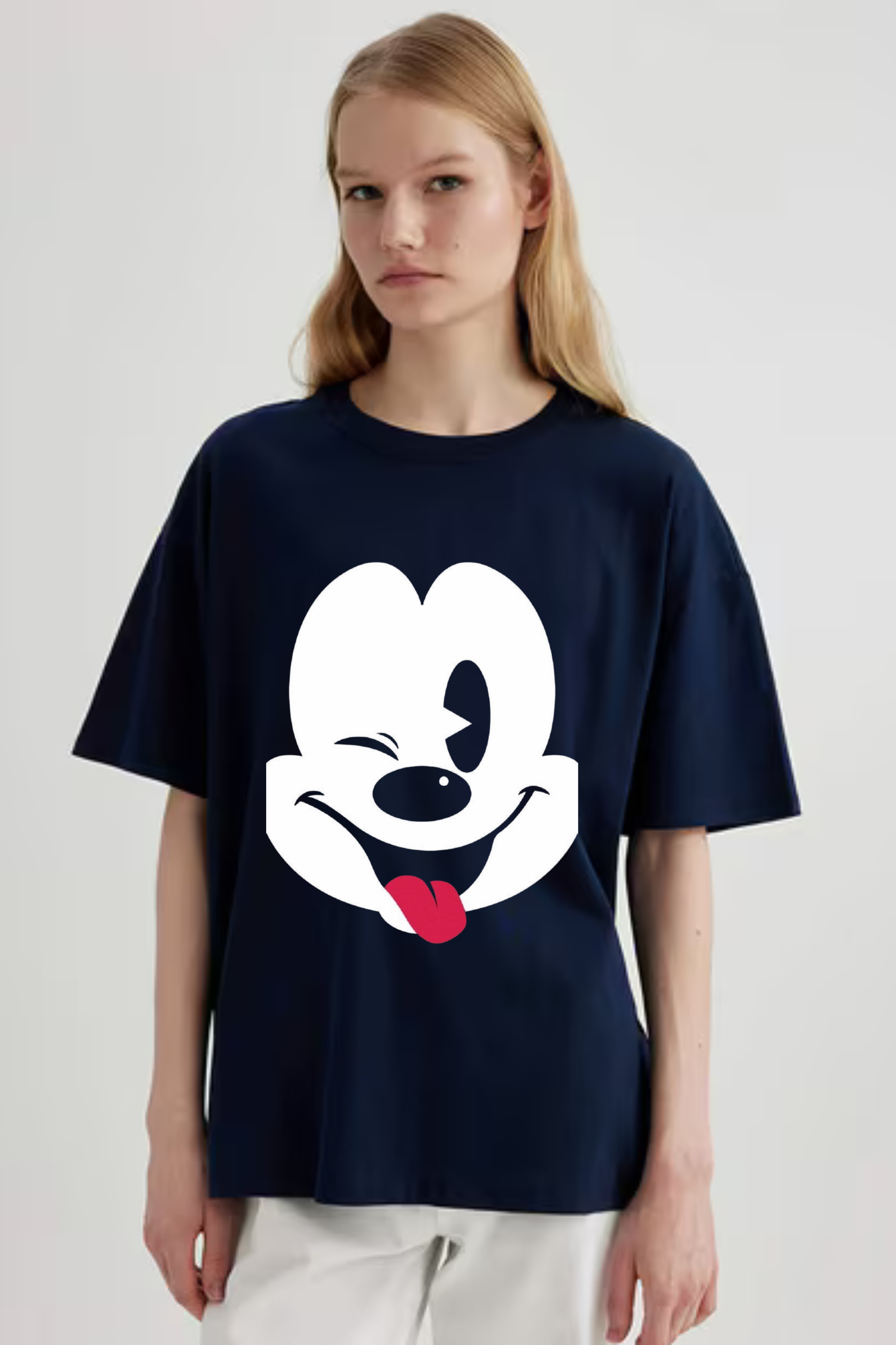 Cute Micky Graphic Printed Classic Oversized T-shirt for Women [240GSM]