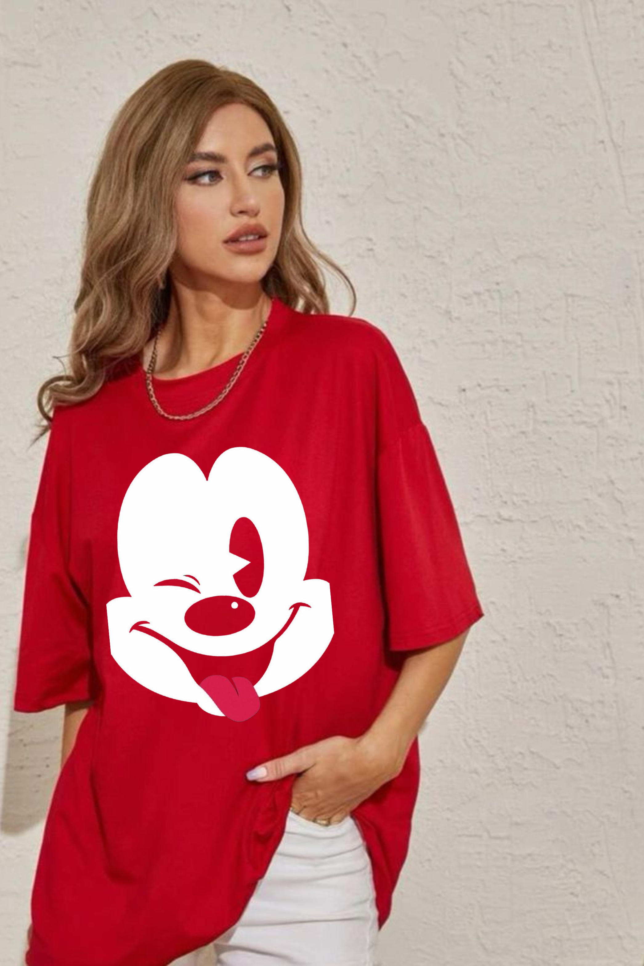 Cute Micky Graphic Printed Classic Oversized T-shirt for Women [240GSM]