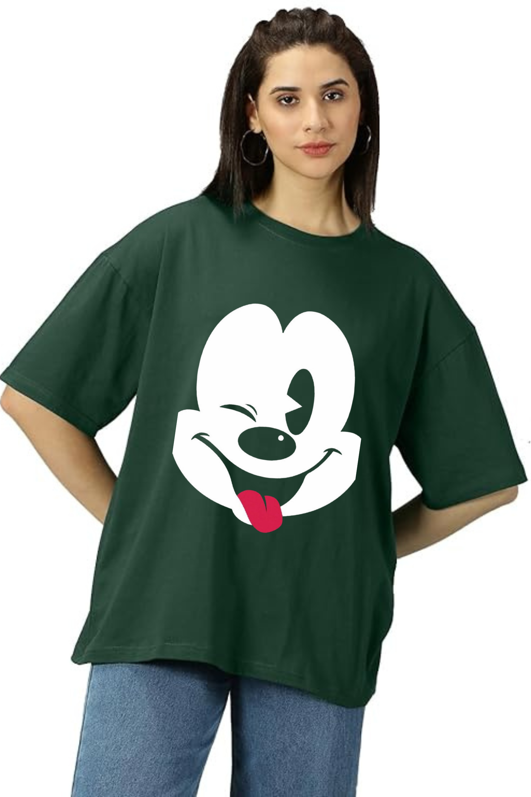 Cute Micky Graphic Printed Classic Oversized T-shirt for Women [240GSM]