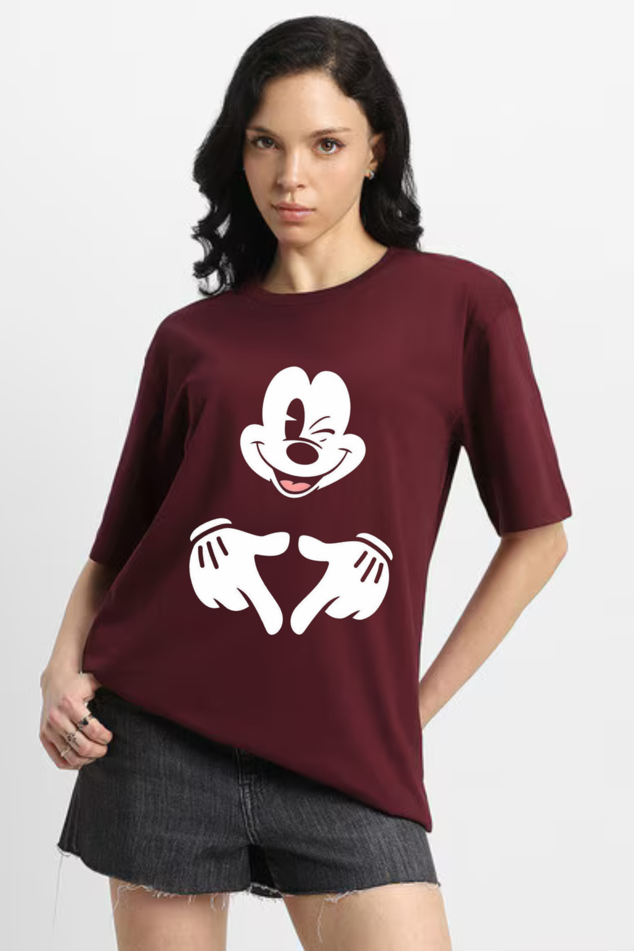 Disney Micky Graphic Printed Classic Oversized T-shirt for Women [240GSM]