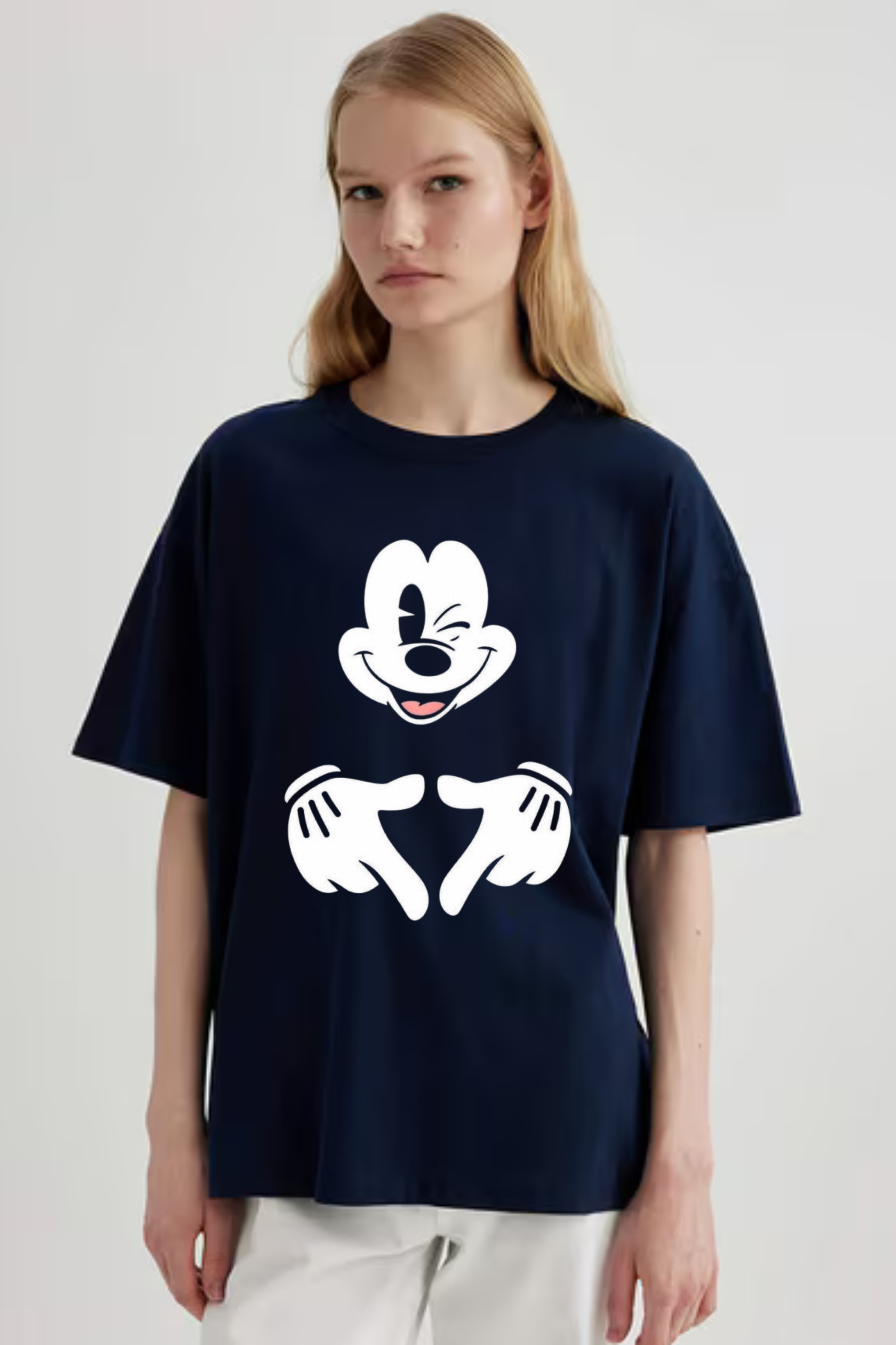 Disney Micky Graphic Printed Classic Oversized T-shirt for Women [240GSM]