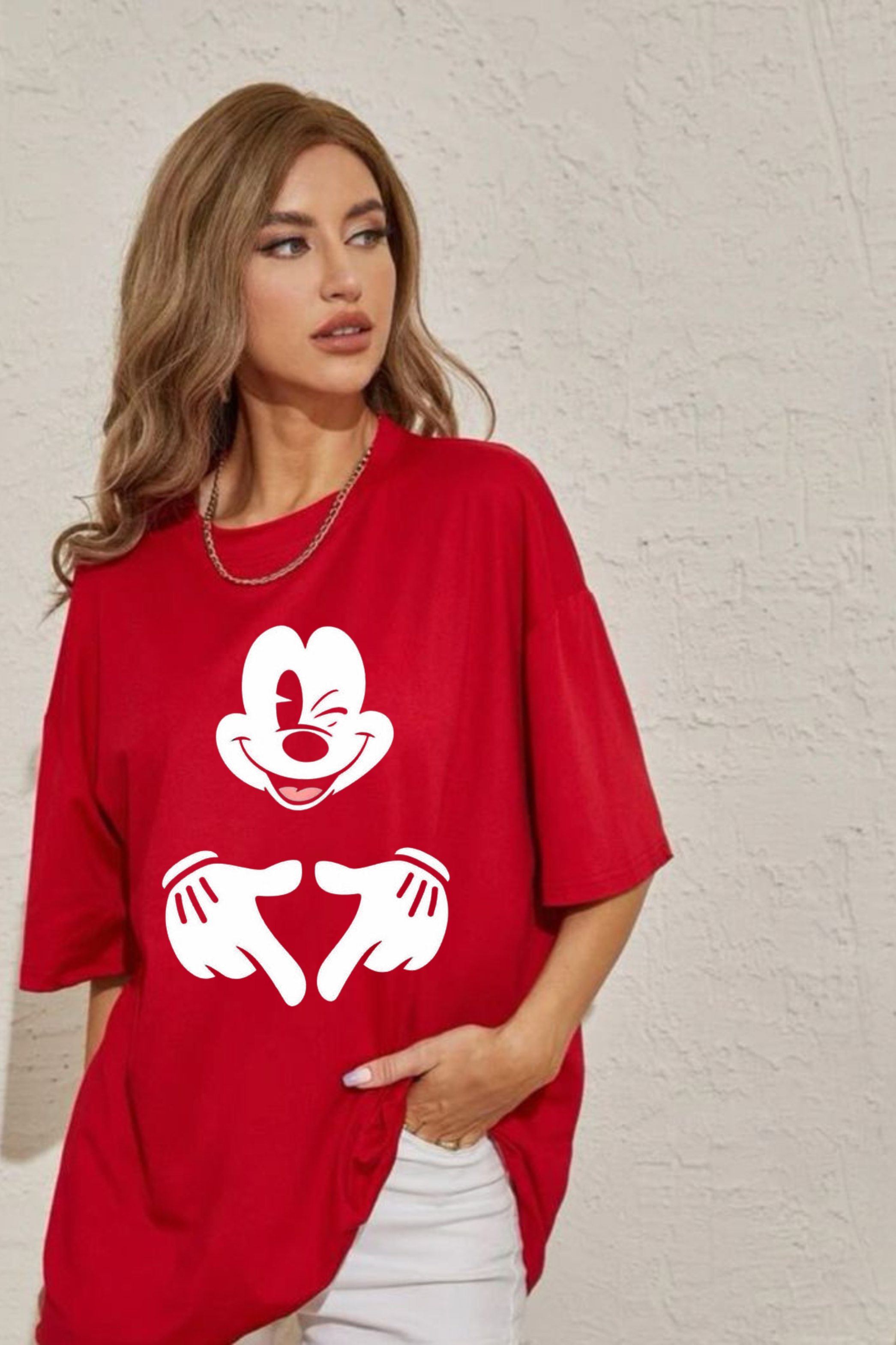 Disney Micky Graphic Printed Classic Oversized T-shirt for Women [240GSM]