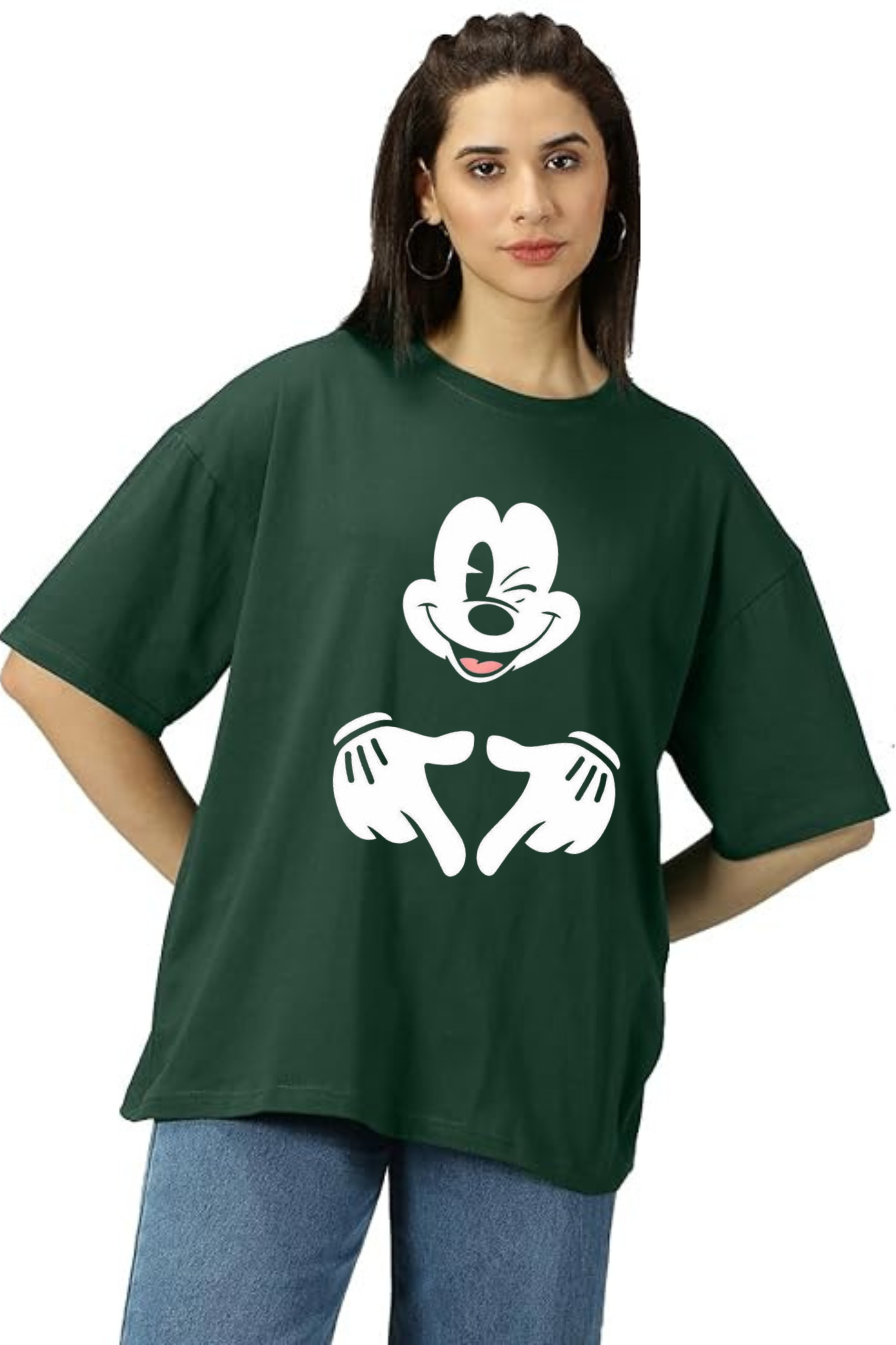 Disney Micky Graphic Printed Classic Oversized T-shirt for Women [240GSM]