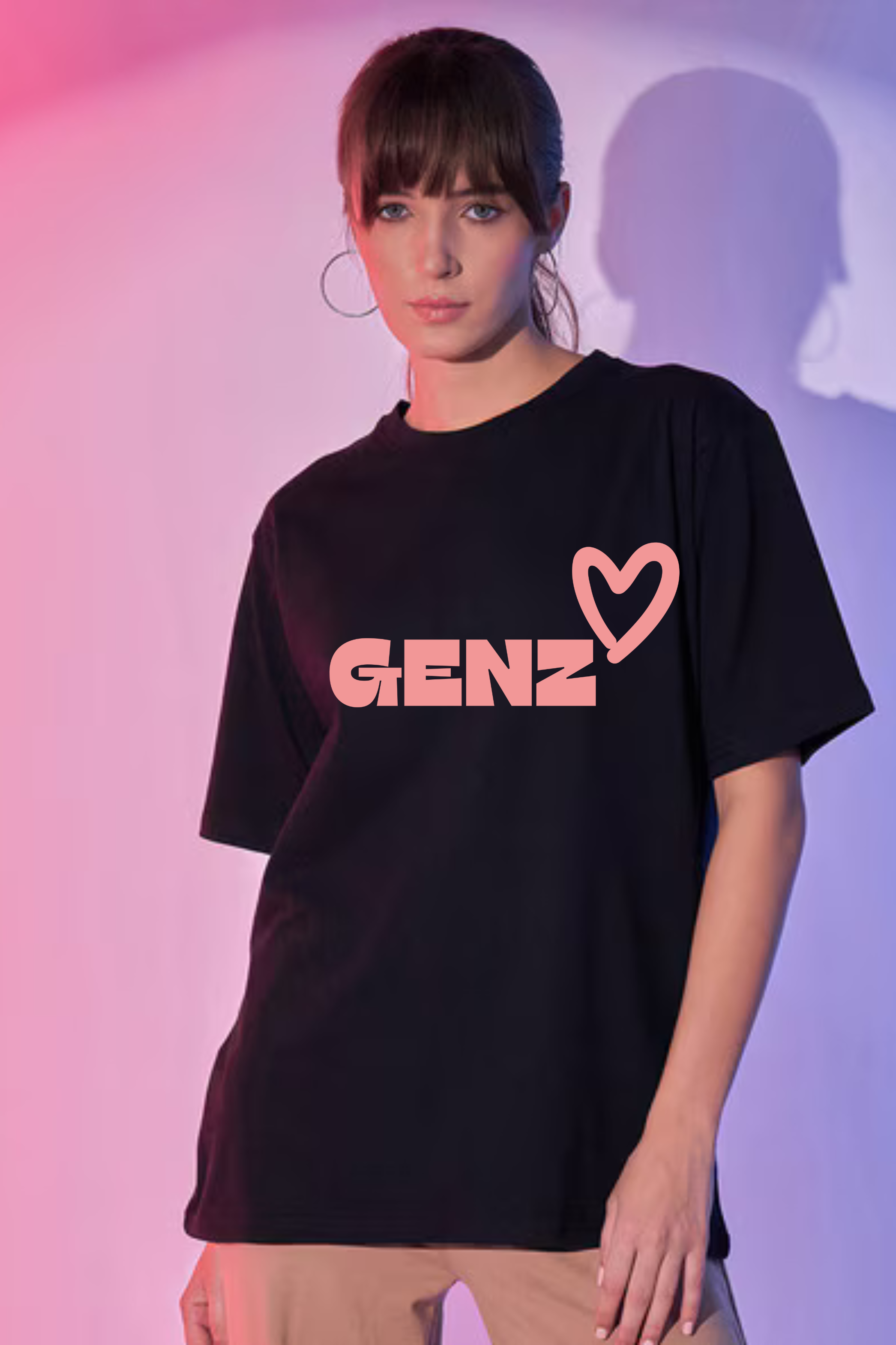 Genz Graphic Printed Standard Oversized T-shirt for Women [180GSM]